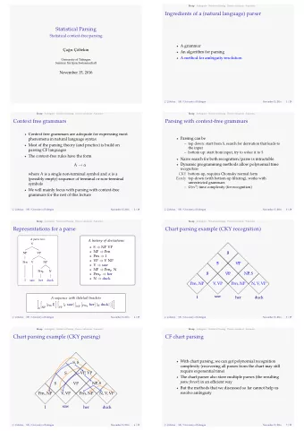Statistical Parsing  NP, S  N, V, VP  ?  S  ?  VP  ?  ?  V, VP  S  ?  VP  ?  S  . ltekin,