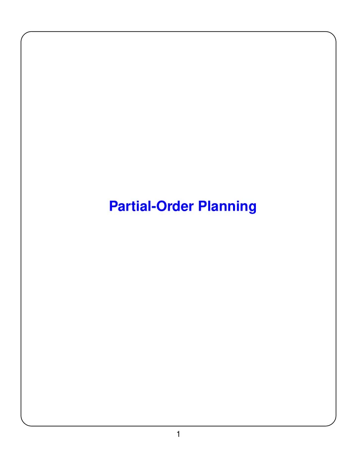 partial order planning