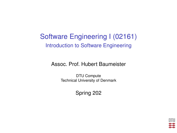 software engineering i 02161