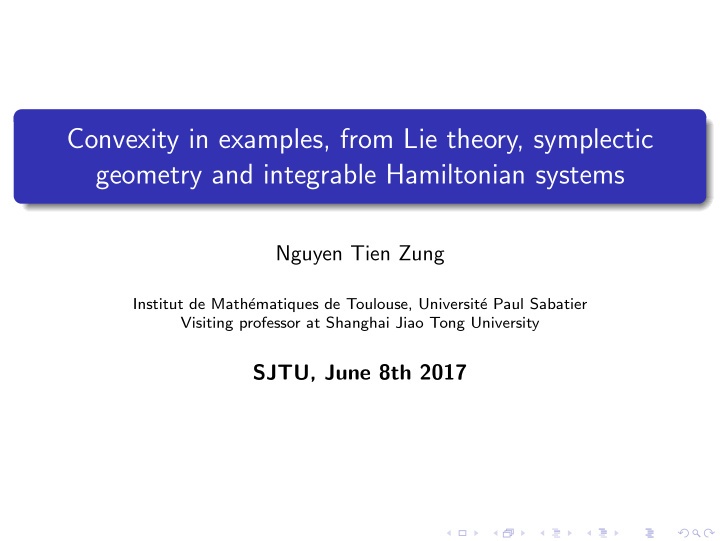 convexity in examples from lie theory symplectic geometry