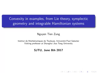 Convexity in examples, from Lie theory, symplectic  geometry and integrable Hamiltonian systems