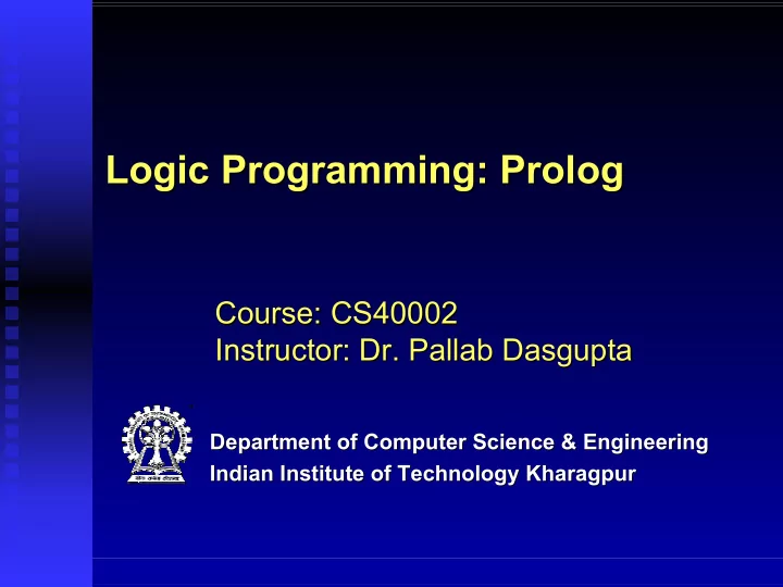 logic programming prolog logic programming prolog