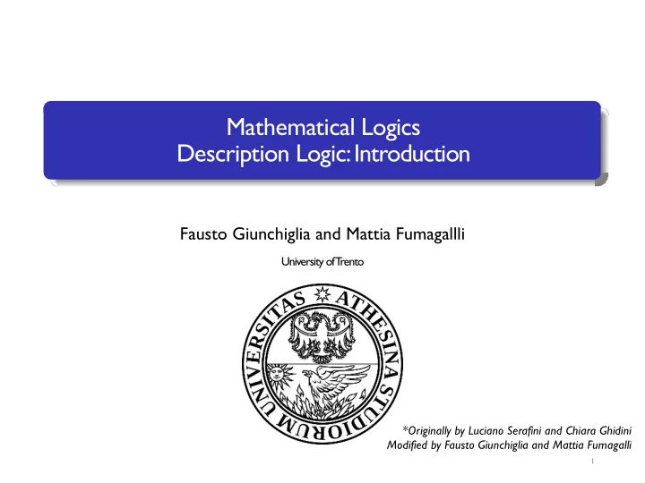 mathematical logics description logic introduction
