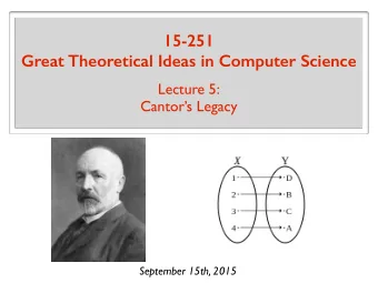 15-251 Great Theoretical Ideas in Computer Science  Lecture 5:  Cantors Legacy  September 15th,