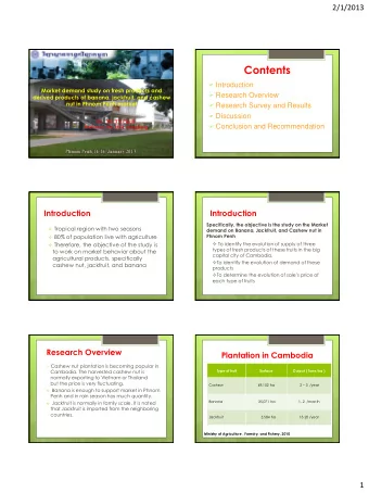 Contents  Introduction  Market demand study on fresh products and  Research: Market demand study