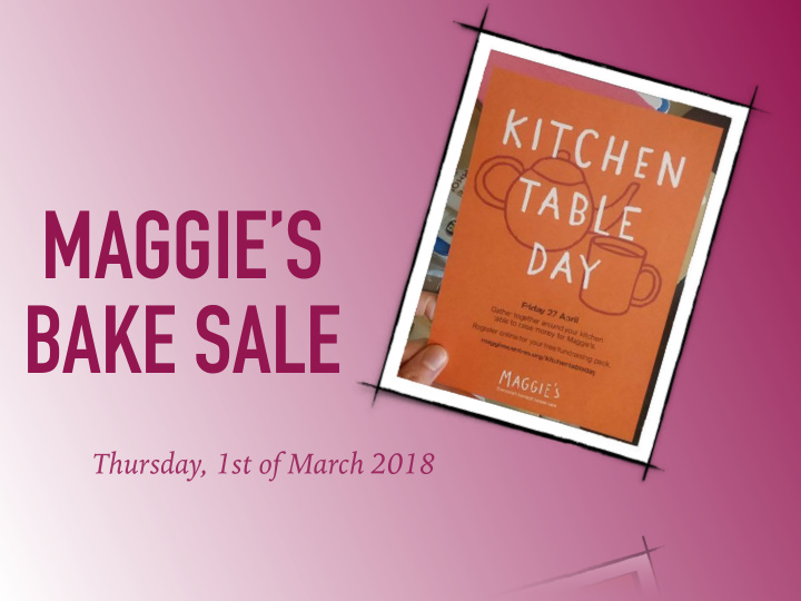 maggie s bake sale