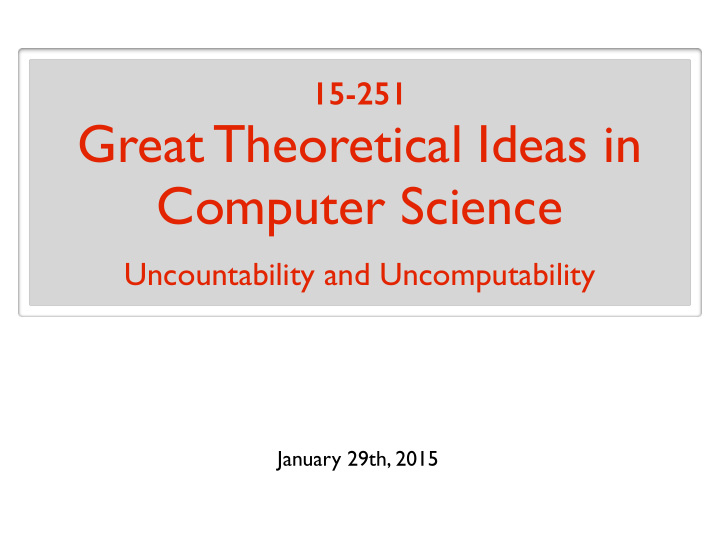 great theoretical ideas in computer science
