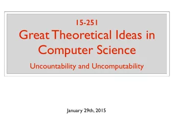 Great Theoretical Ideas in Computer Science  Uncountability and Uncomputability  January 29th, 2015
