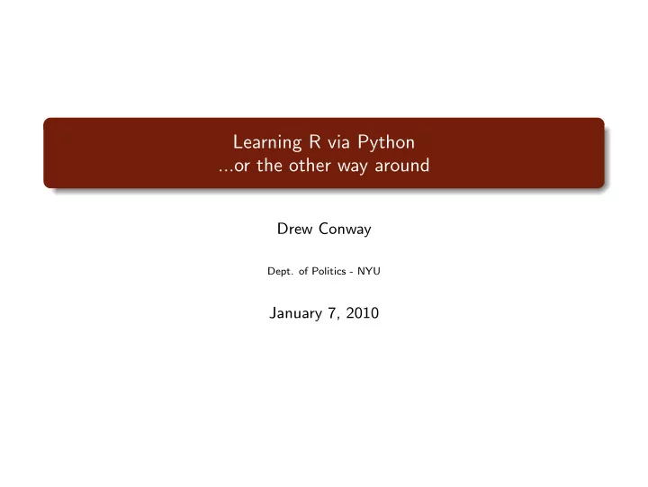 learning r via python or the other way around