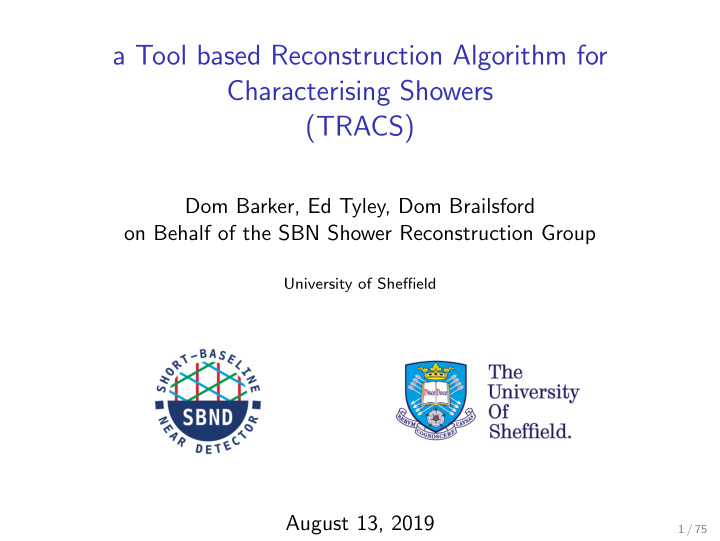 a tool based reconstruction algorithm for characterising
