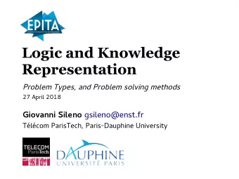 Logic and Knowledge  Representation  P  r  o  b  l  e  m  T  y  p  e  s  ,  a  n  d  P  r  o  b  l