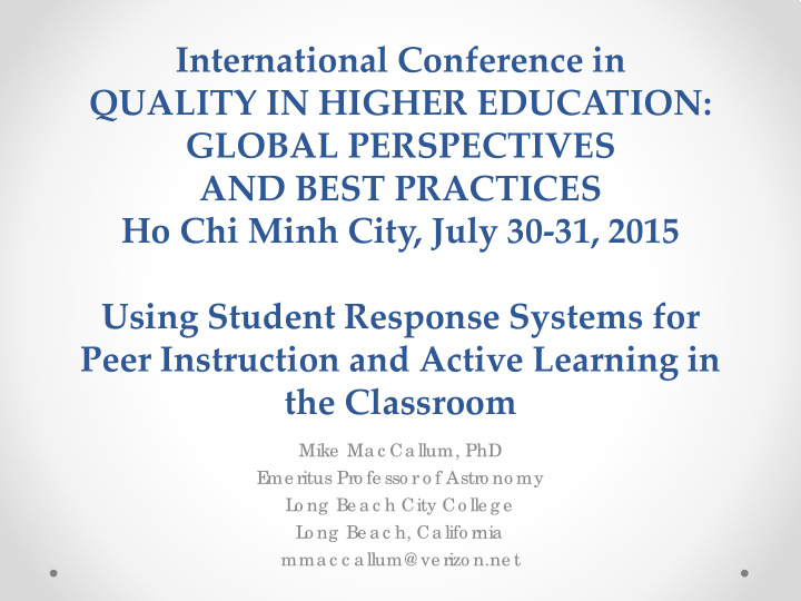 international conference in quality in higher education
