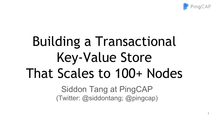 building a transactional key value store that scales to