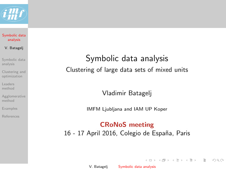 symbolic data analysis
