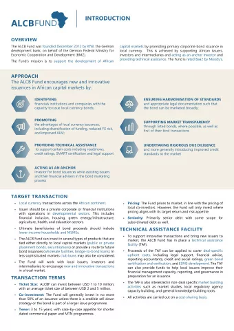 INTRODUCTION  Ghanas Largest Corporate Bond Issuance  continent. The ALCB Fund has supported