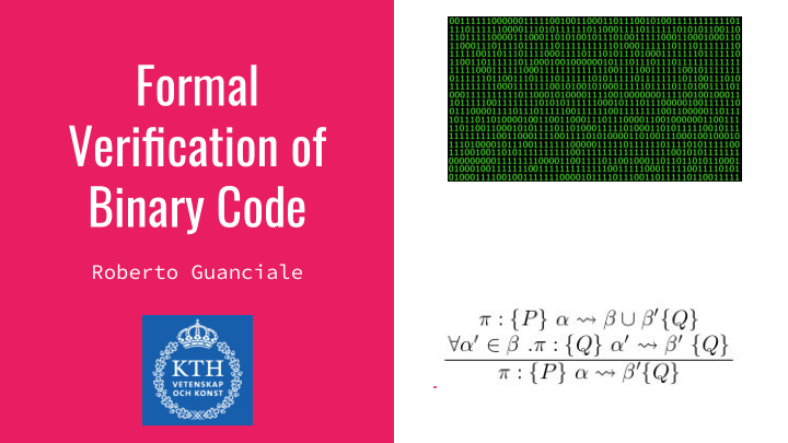 formal verification of binary code