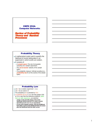 Rev  eview  iew of  of Probabilit  obability  Theor  heory and  and  Random  andom  Proces  ocesses