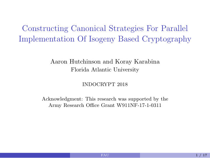 constructing canonical strategies for parallel
