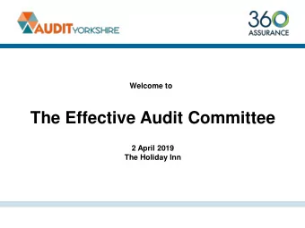The Effective Audit Committee 2 April 2019 The Holiday Inn  Housekeeping  Fire alarms  test