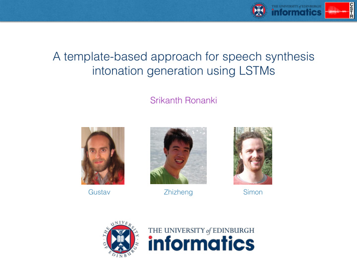 a template based approach for speech synthesis intonation