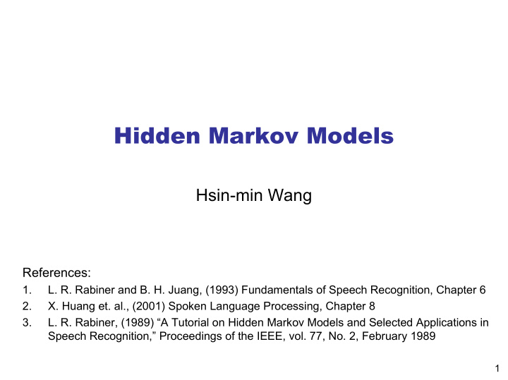 hidden markov models