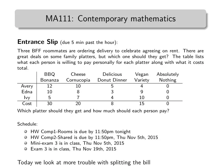 ma111 contemporary mathematics