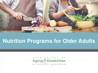 Nutrition Programs for Older Adults  Food Insecurity in Older Adults   Food Insecurity (USDA): A