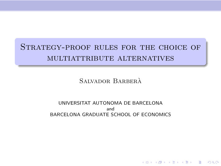 strategy proof rules for the choice of multiattribute
