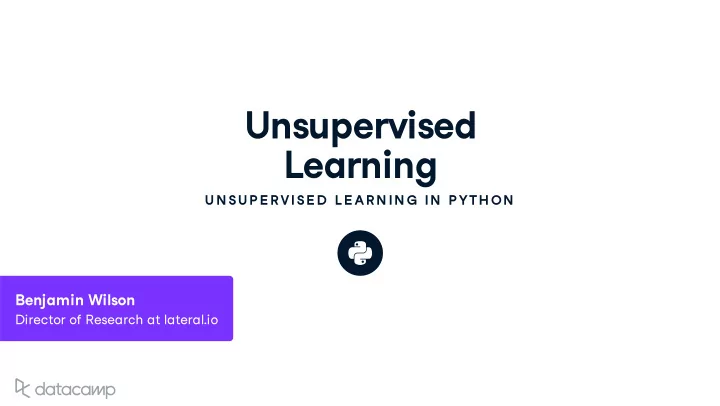 uns u per v ised learning