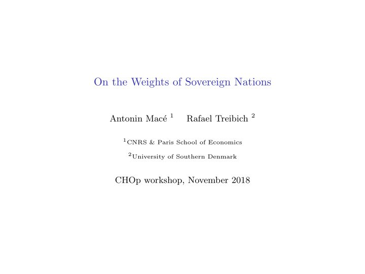 on the weights of sovereign nations