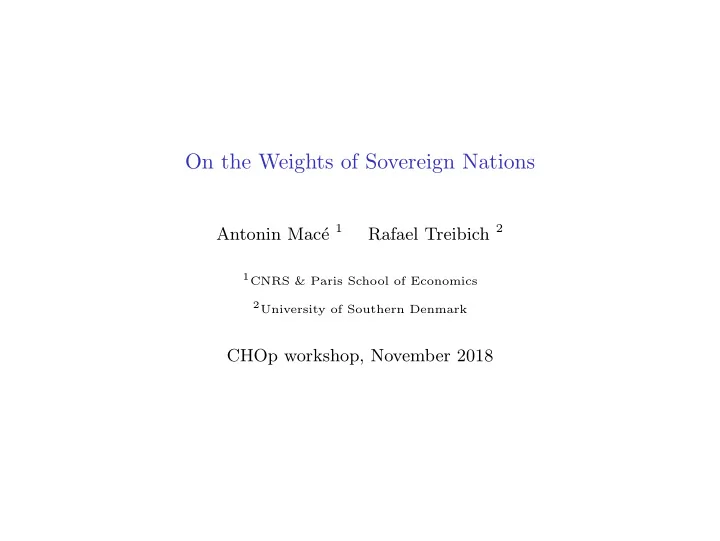 on the weights of sovereign nations