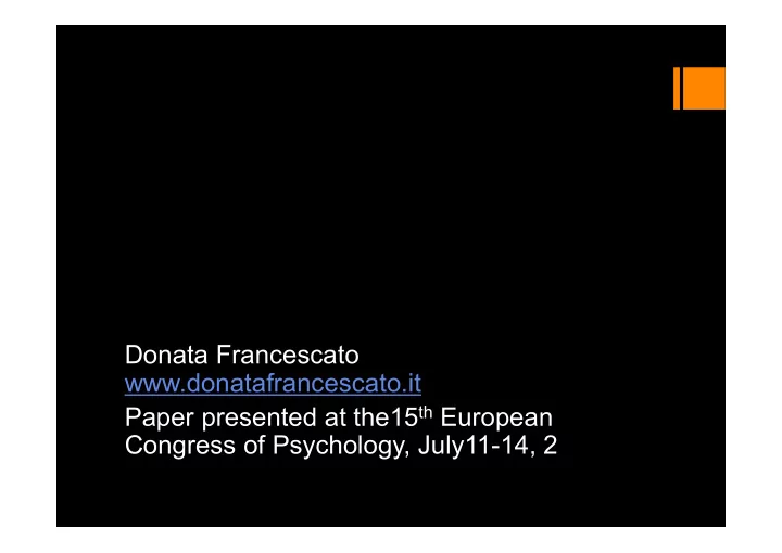 donata francescato donatafrancescato it paper presented