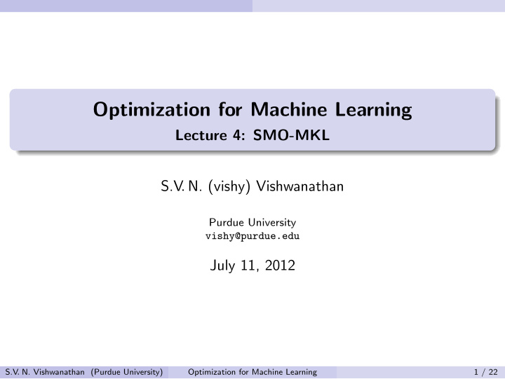 optimization for machine learning