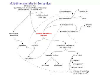 Multidimensionality in Semantics  Christopher Potts  Guest Lecture in Angelika Kratzers
