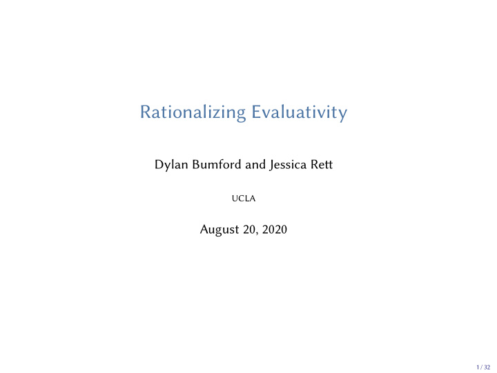 rationalizing evaluativity