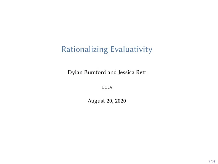 rationalizing evaluativity