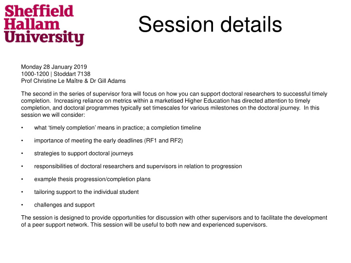 session details