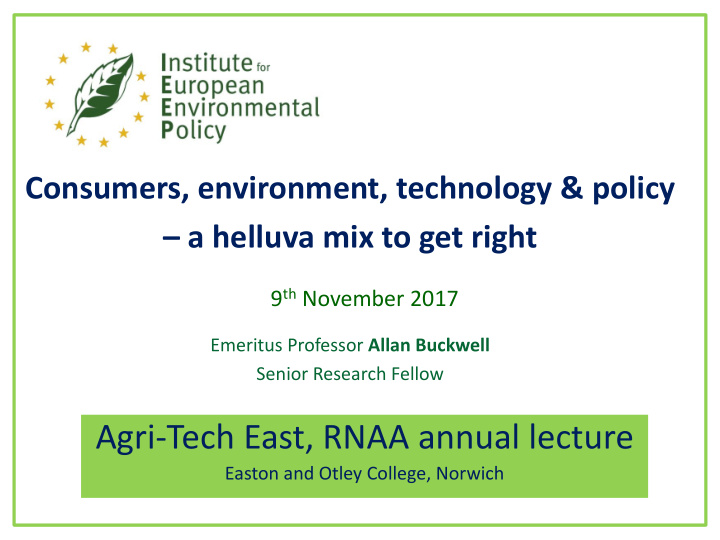 agri tech east rnaa annual lecture