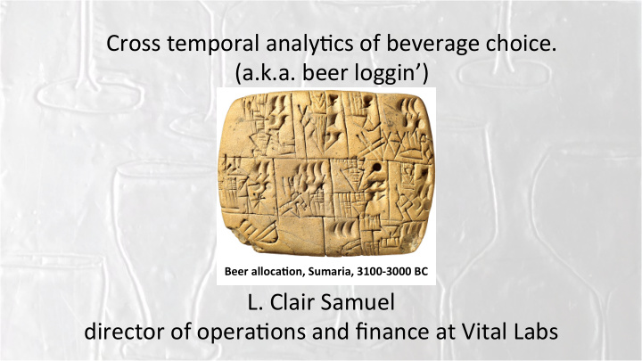 cross temporal analy3cs of beverage choice a k a beer