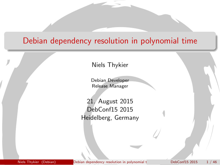 debian dependency resolution in polynomial time