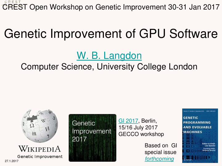 genetic improvement of gpu software