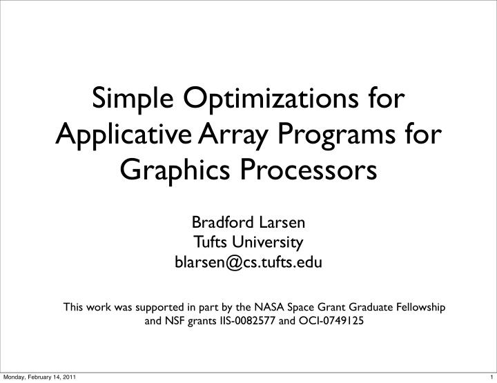 simple optimizations for applicative array programs for