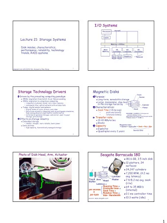 {  avg. latency)  Actuator  Cylinder  7.4/8.2 ms avg. seek  Track  Arm  Platter  Head  Buffer