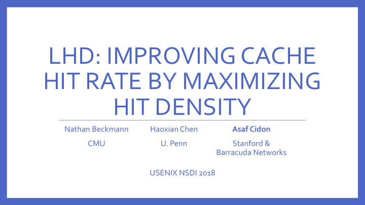 lhd improving cache