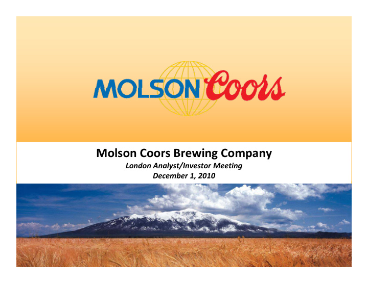 molson coors brewing company