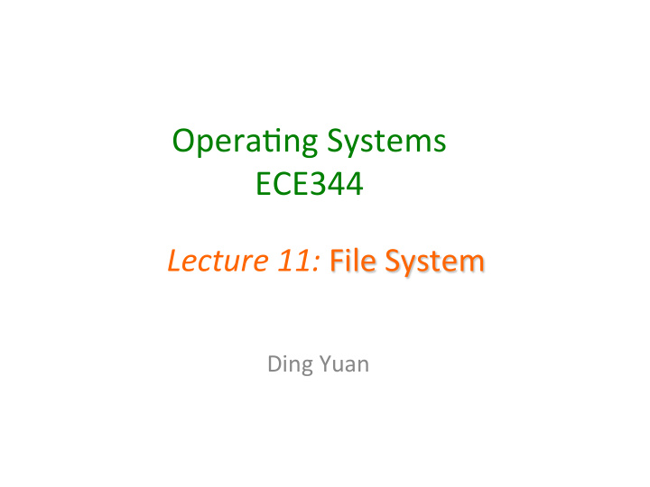 opera ng systems ece344