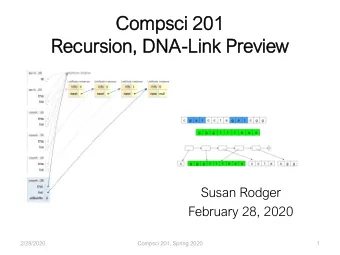 Compsci 201  201  Recursio  sion, D  DNA-Lin  ink P  Previe  iew  Susan Rodger  February 28, 2020