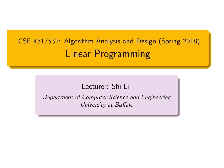 linear programming