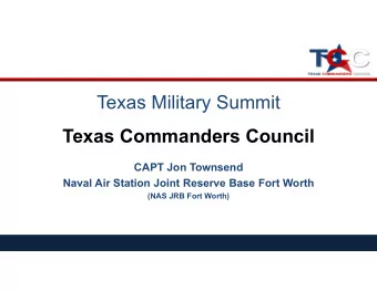 Texas Military Summit  Texas Commanders Council  CAPT Jon Townsend  Naval Air Station Joint Reserve