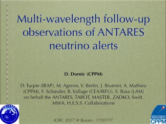 Multi-wavelength follow-up  observations of ANTARES  neutrino alerts  D. Dornic (CPPM)  D. Turpin